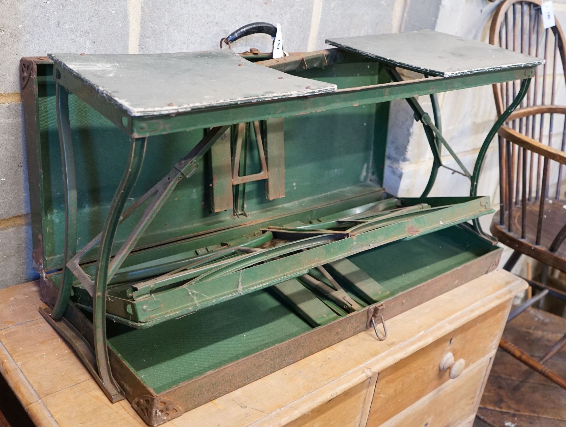 An unusual early 20th century folding picnic bench